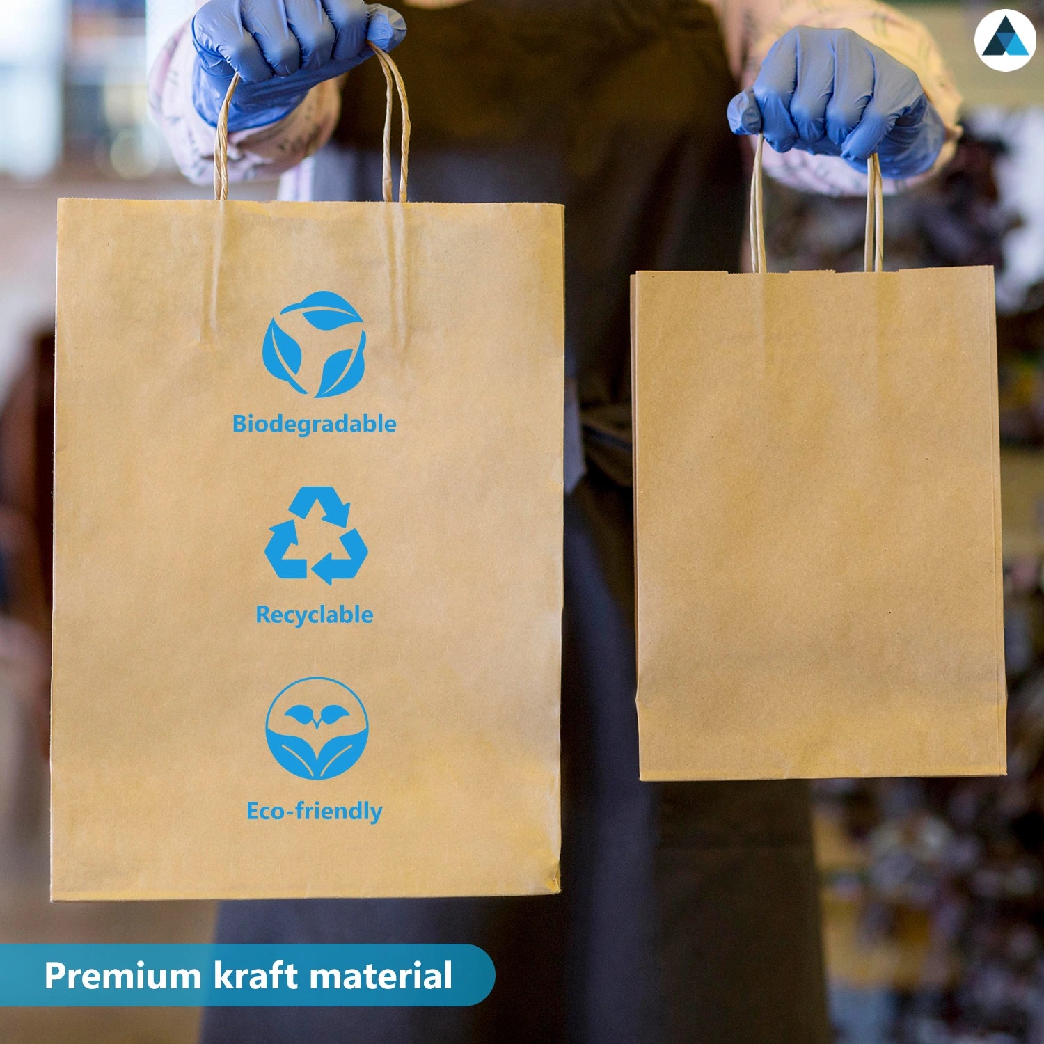 Extra Large White & Brown Paper Twist Handle Bags 32x22x28cm