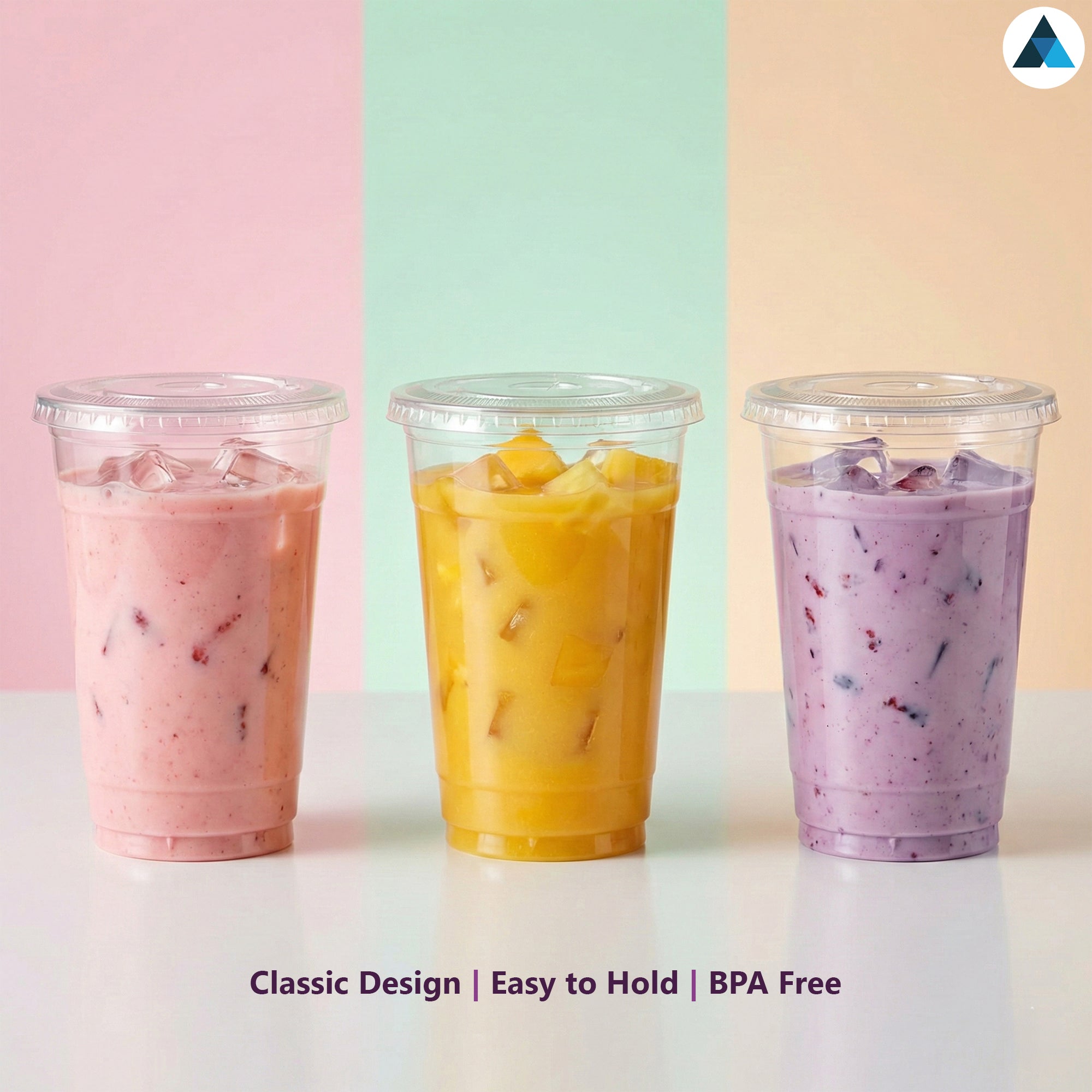 10oz Crystal Clear Smoothie Cups with Flat Lids