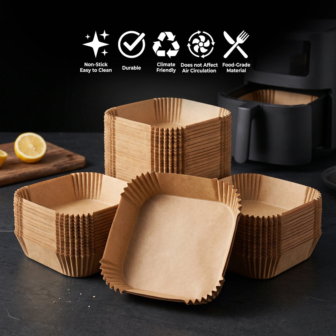 Round, Square & Rectangular Parchment Paper Air Fryer Liners