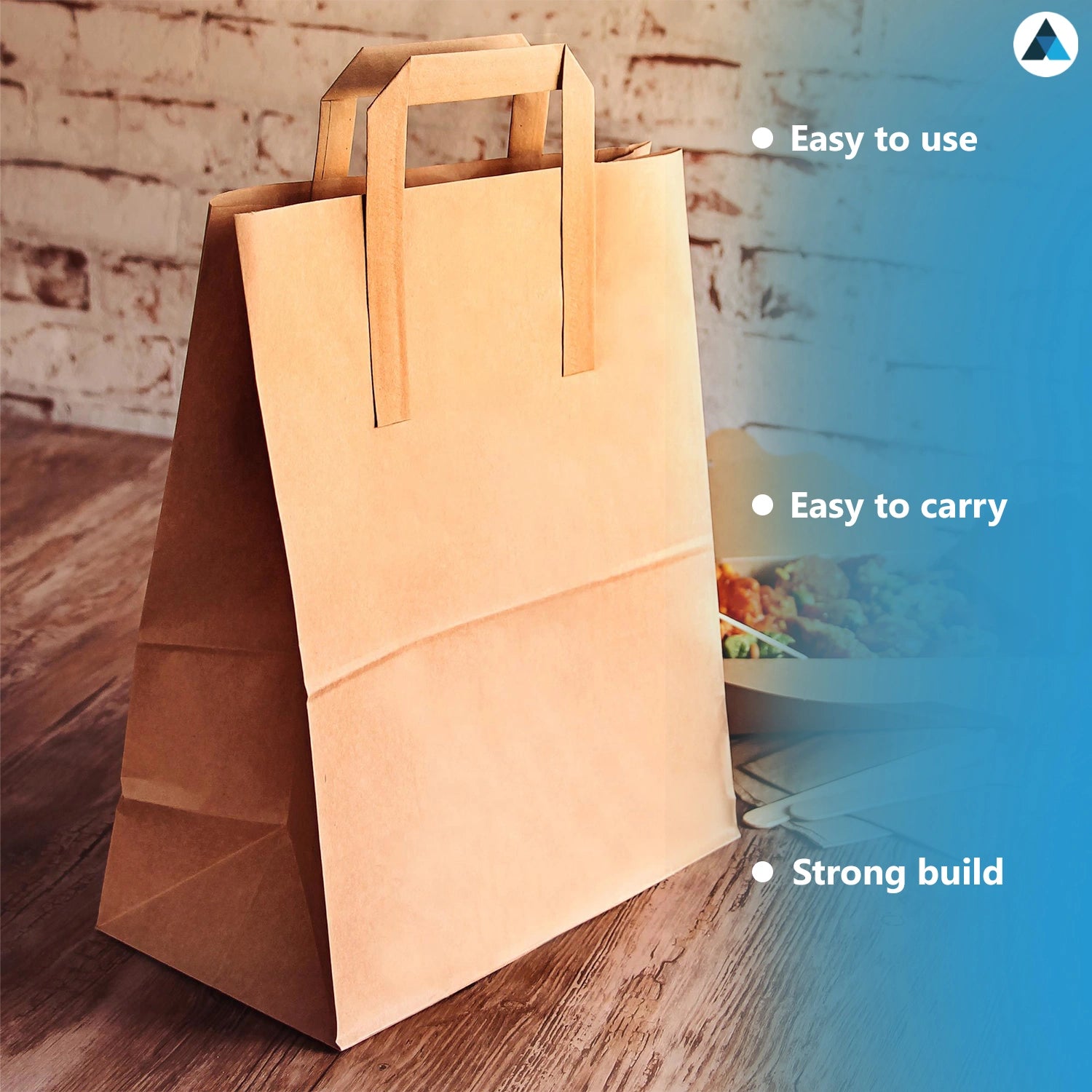 Kraft Paper Flat Handle Bags 25x13x30cm