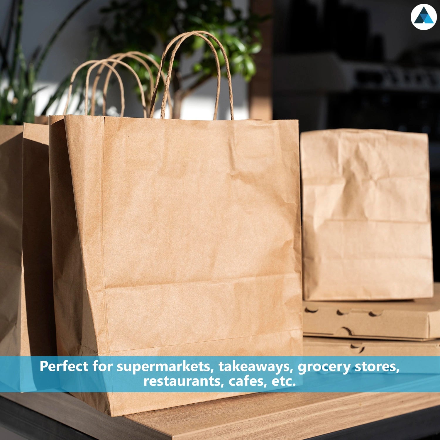 Extra Large White & Brown Paper Twist Handle Bags 32x22x28cm