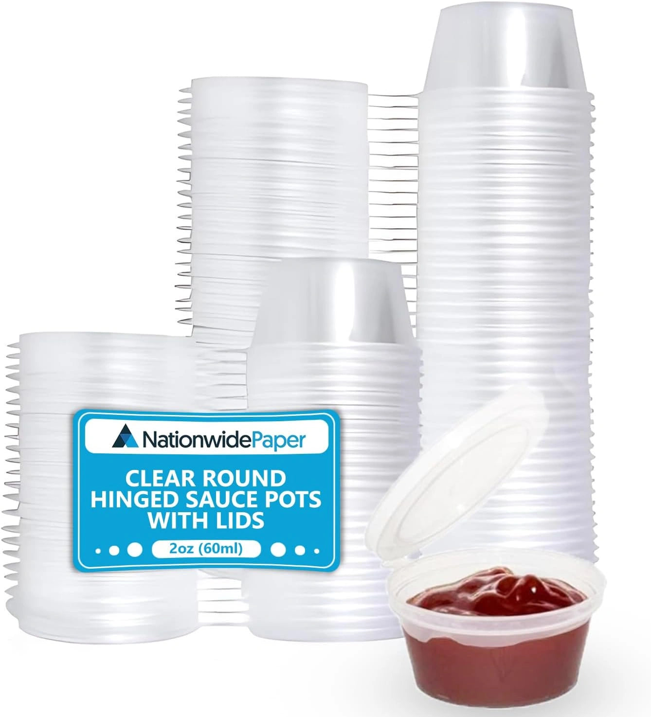 2oz Round Hinged Sauce Pots with Lids