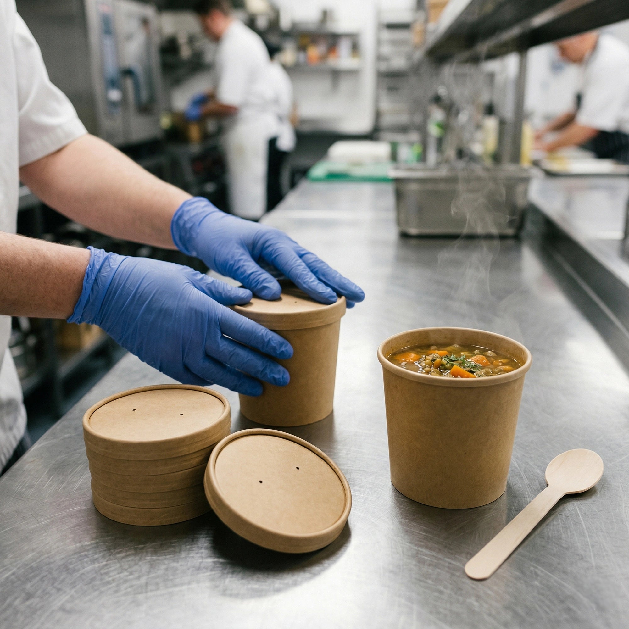 8oz Brown Kraft Soup Containers with Lids
