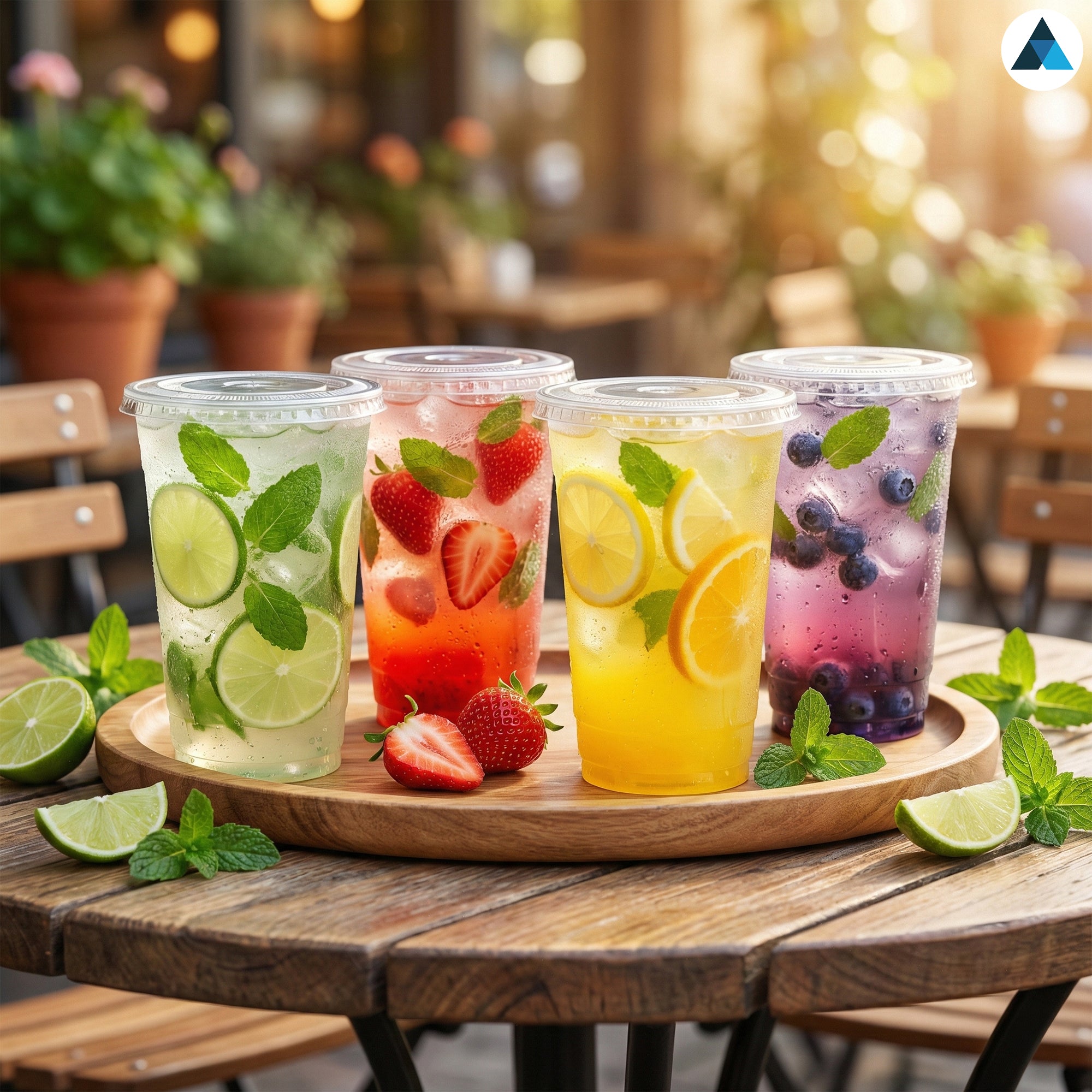 10oz Crystal Clear Smoothie Cups with Flat Lids