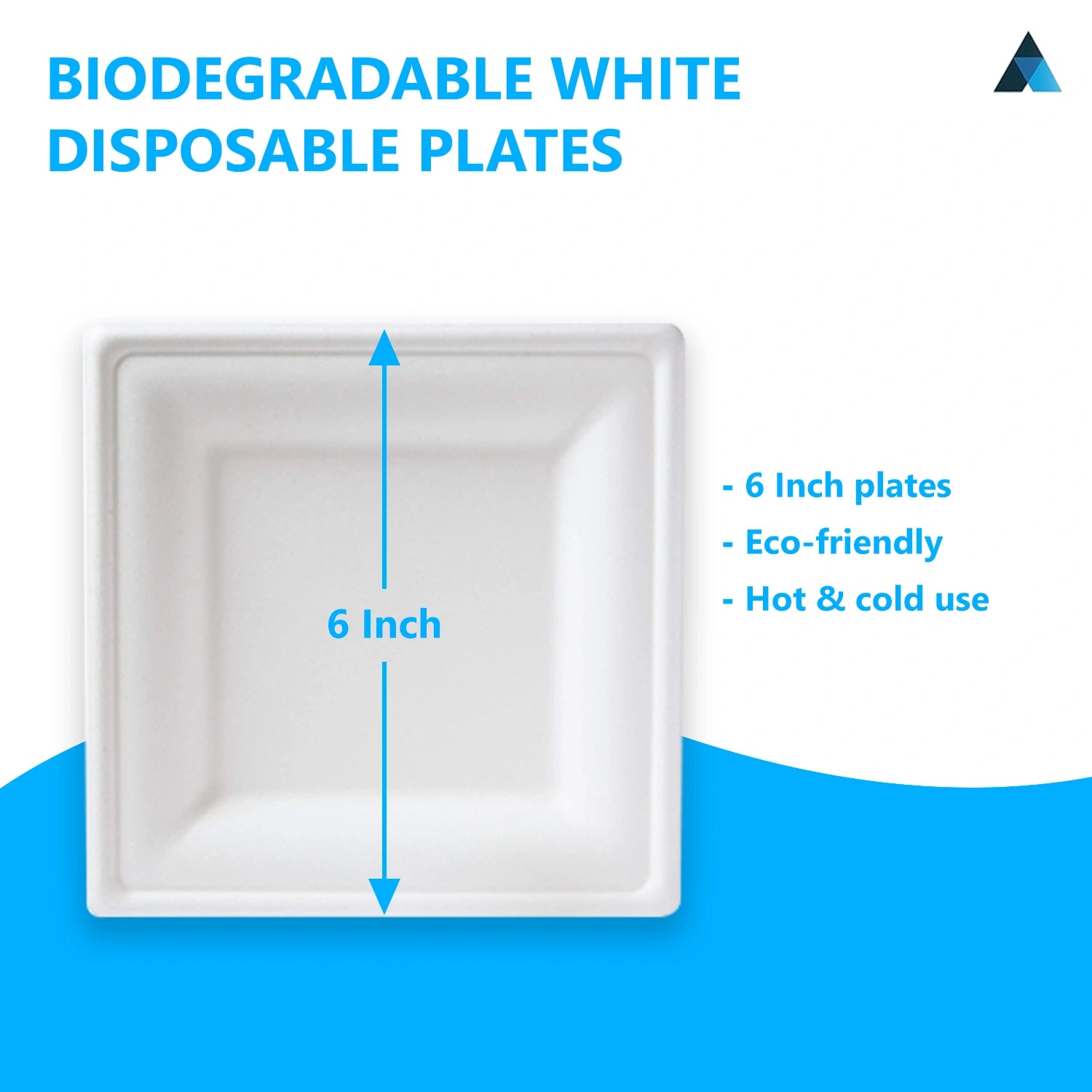 6 inch Square Bagasse Plates