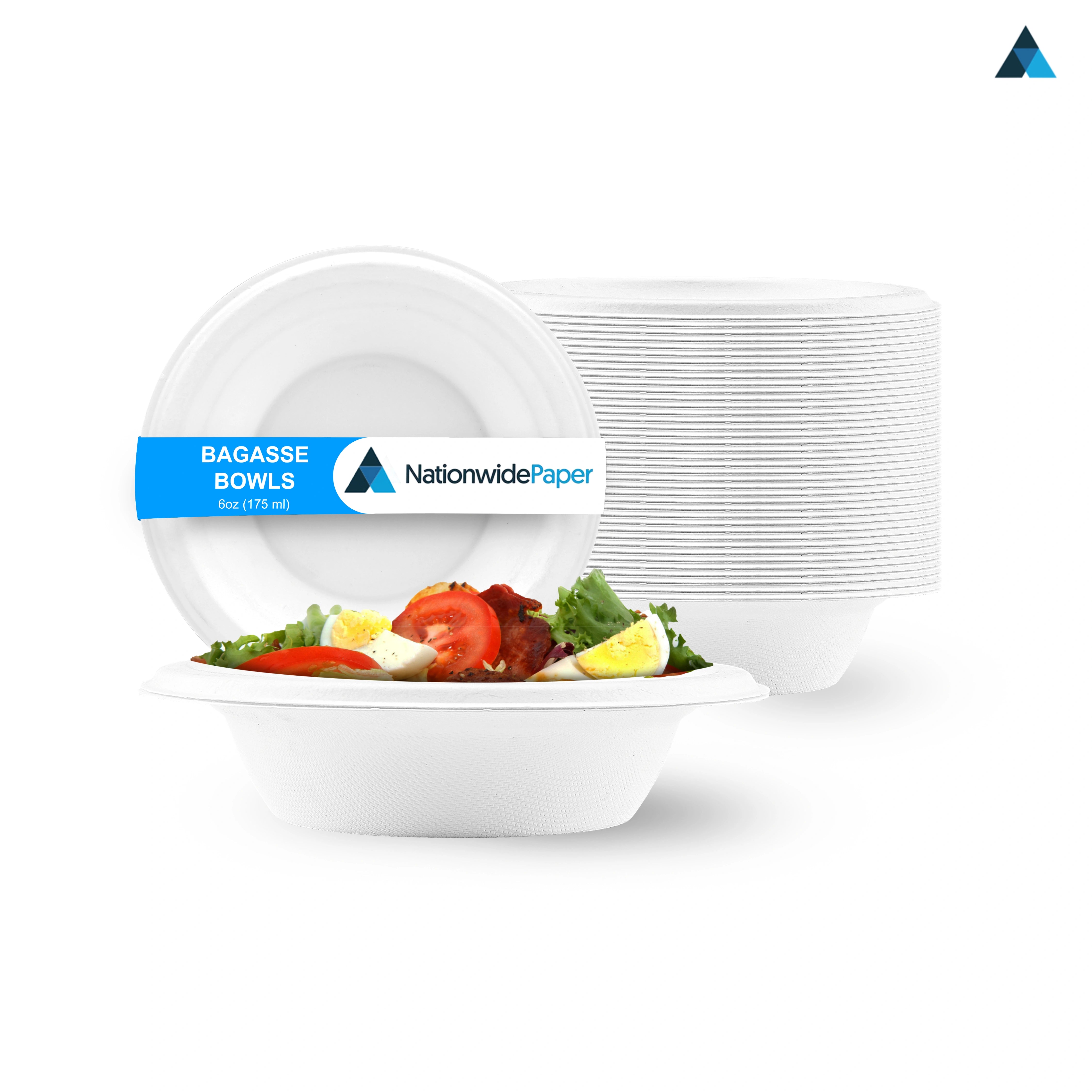 6oz White Bagasse Bowls Sugarcane Disposable