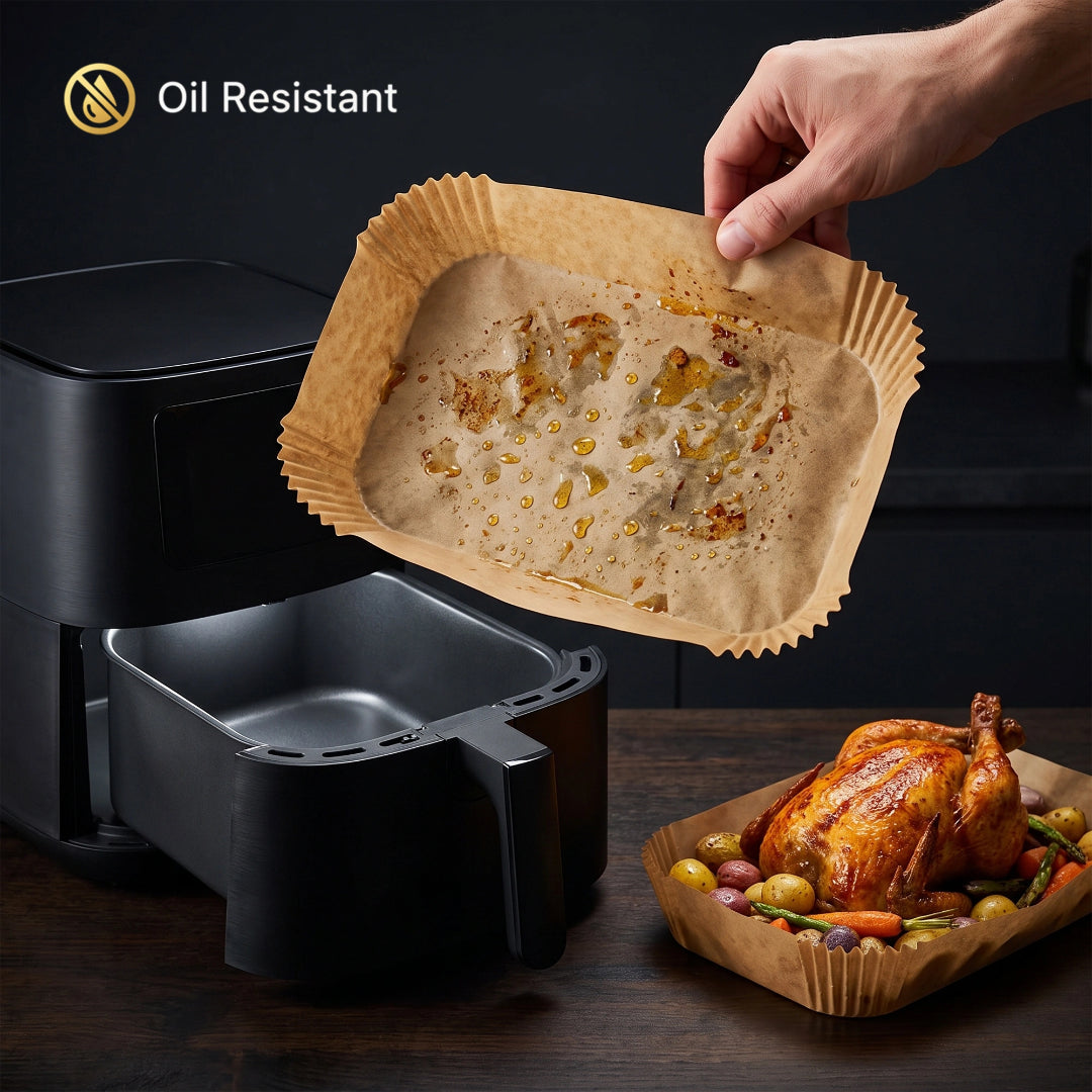 7.8 × 5.5-Inch Rectangular Parchment Paper Air Fryer Liners