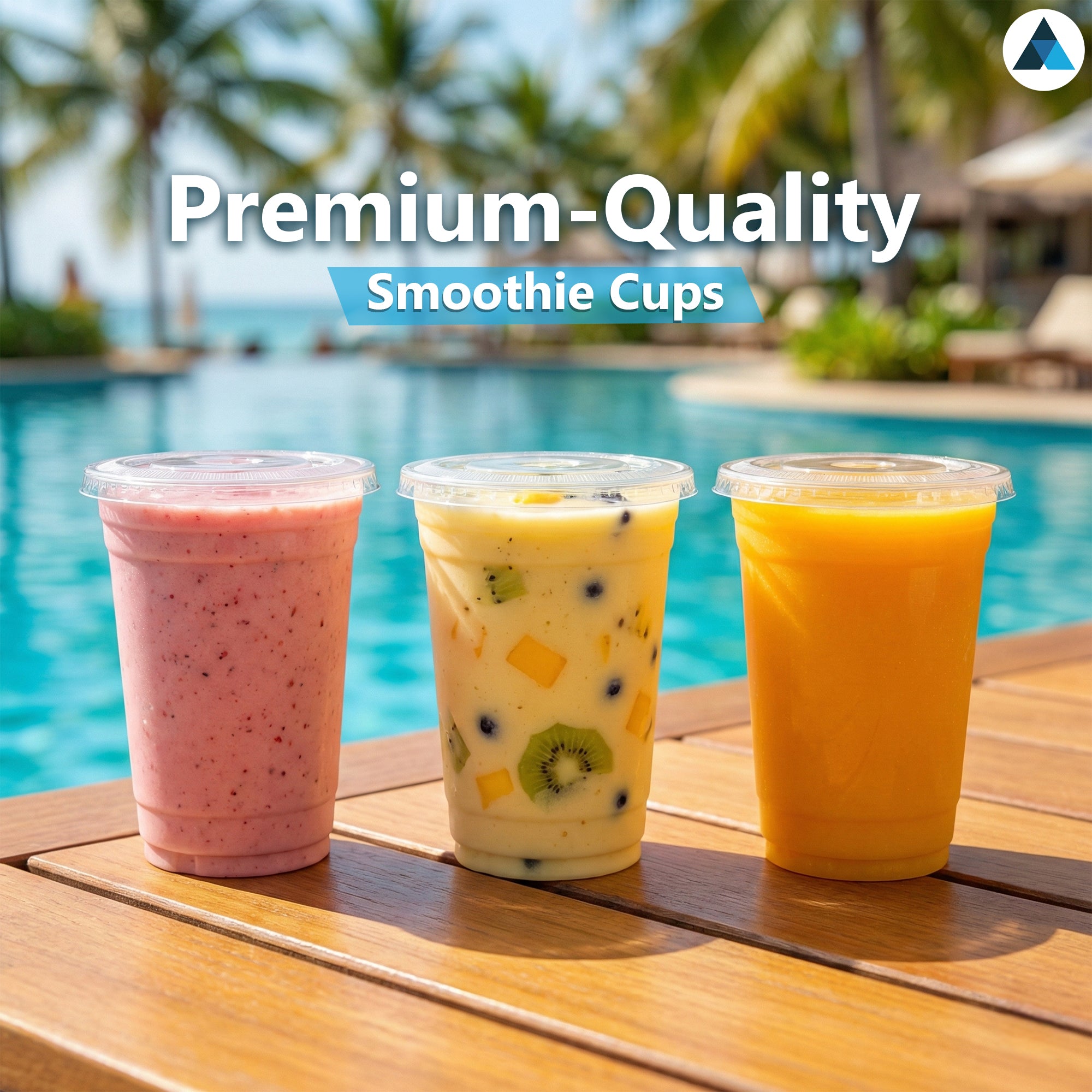 10oz Crystal Clear Smoothie Cups with Flat Lids