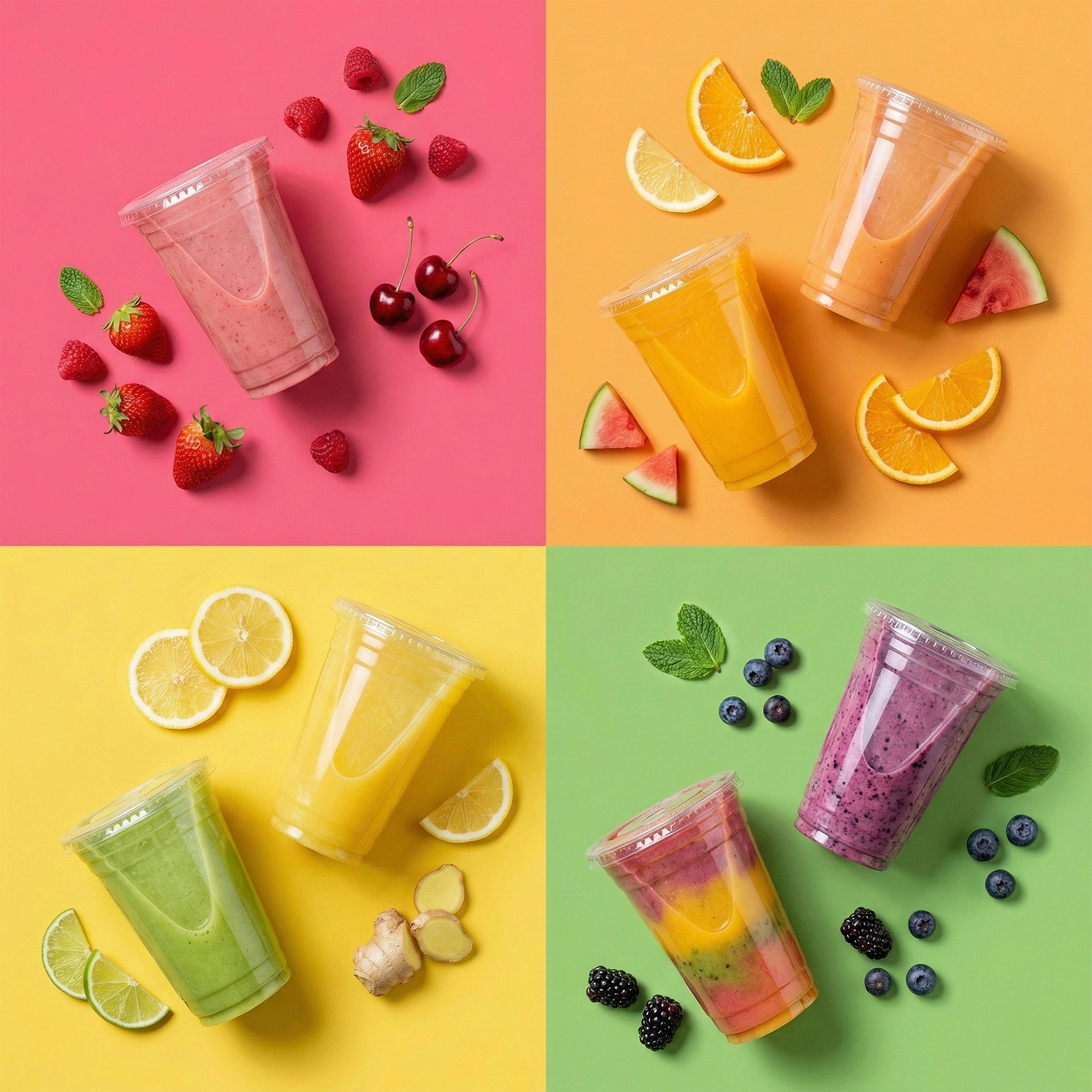 12oz Crystal Clear Smoothie Cups with Flat Lids