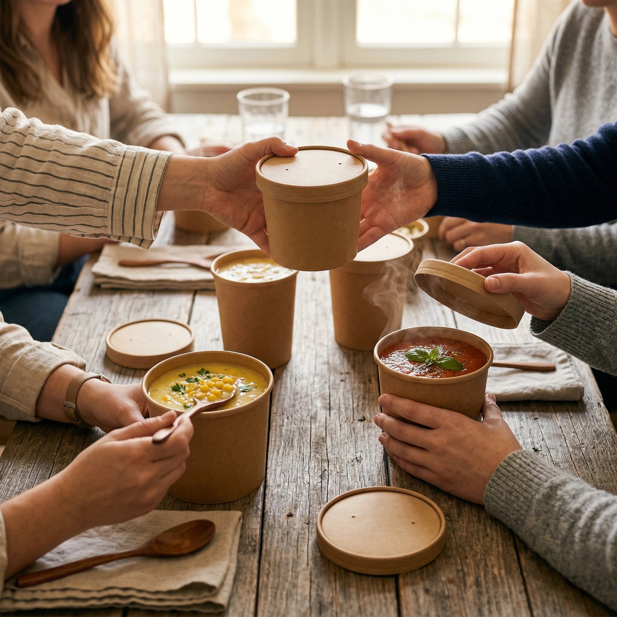 16oz Brown Kraft Soup Containers with Lids