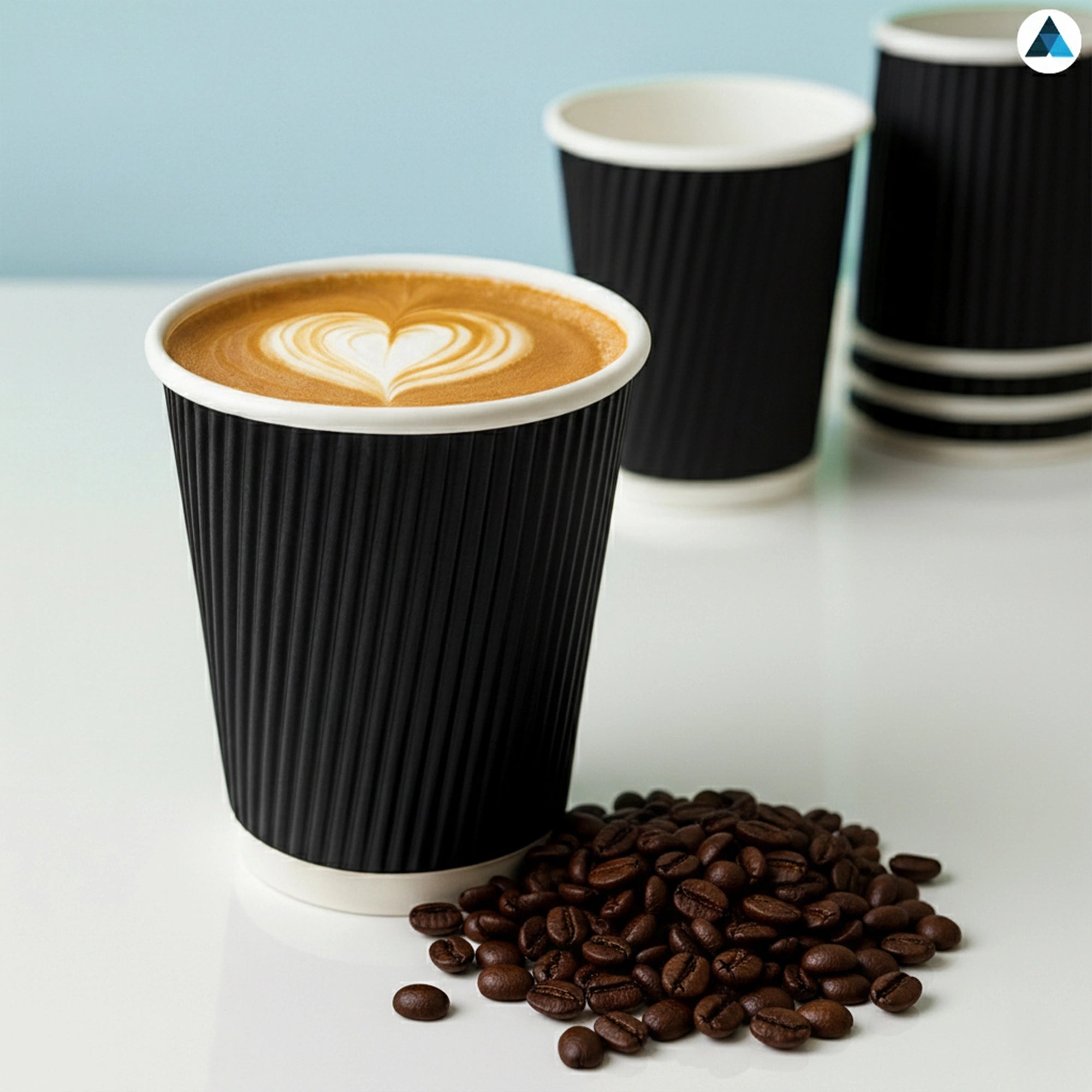 16oz/475ml Black Ripple Cups for Coffee