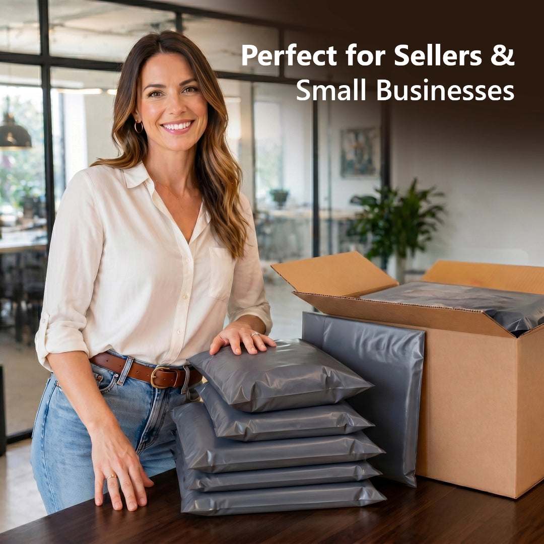 6 × 9-Inch Self-Seal Recycled Grey Mailing Bags
