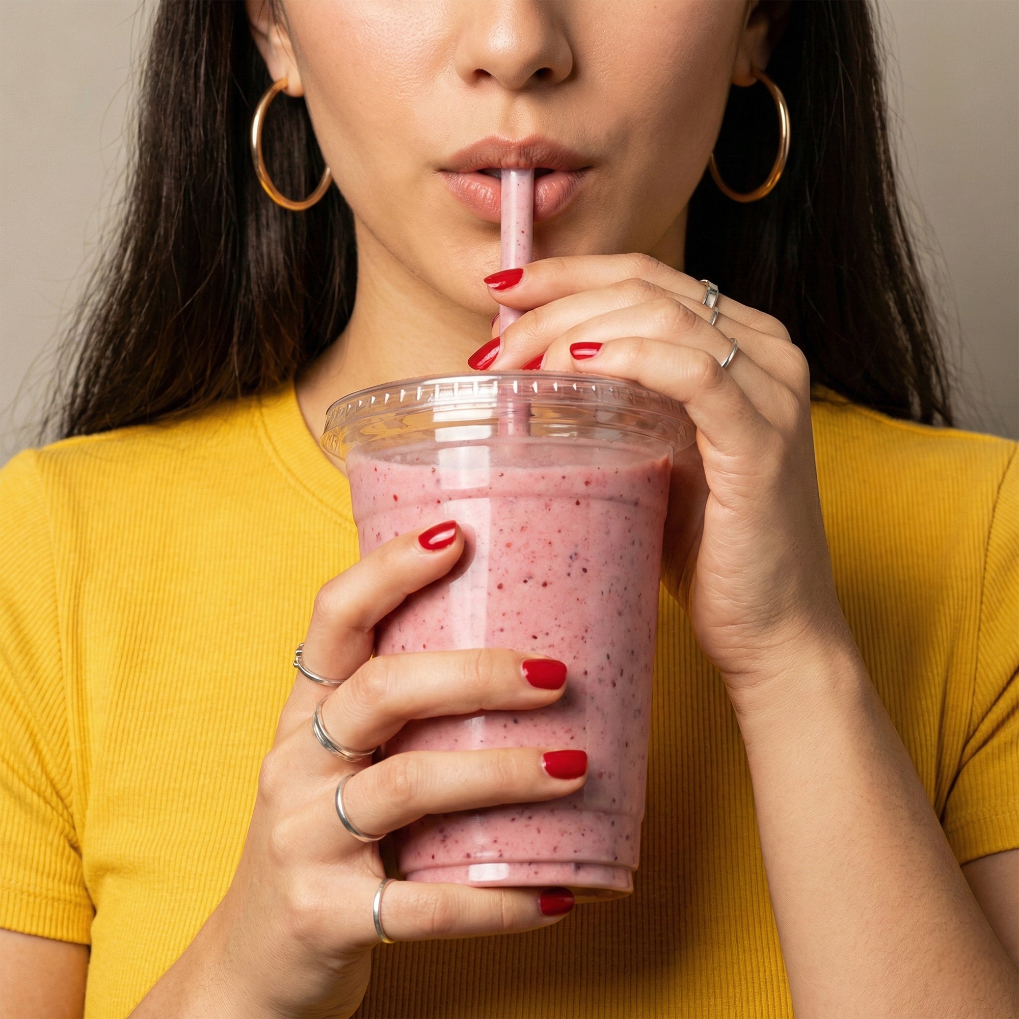 10oz Crystal Clear Smoothie Cups with Flat Lids