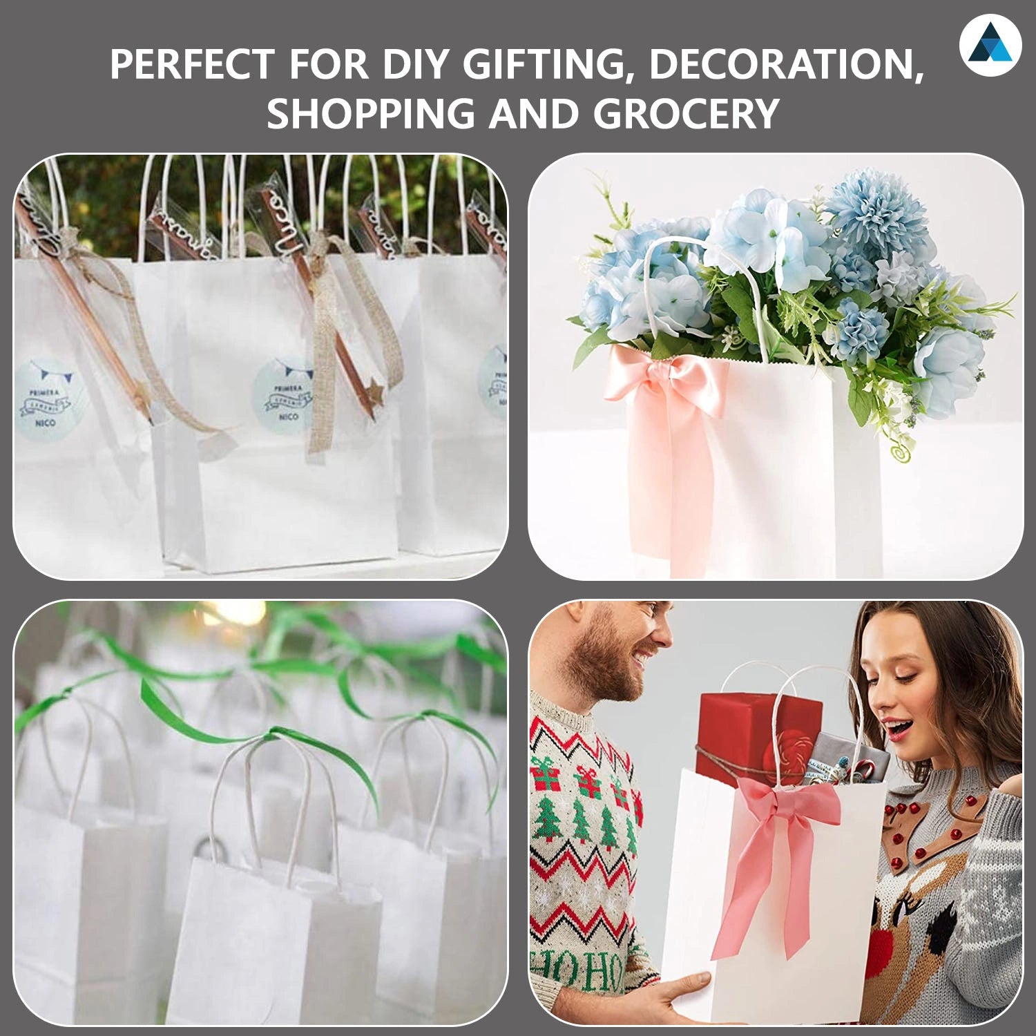 Extra large White Paper Twist Handle Bags 32x22x28cm