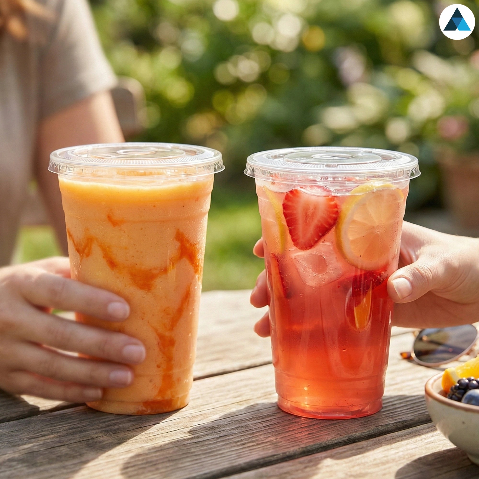 12oz Crystal Clear Smoothie Cups with Flat Lids