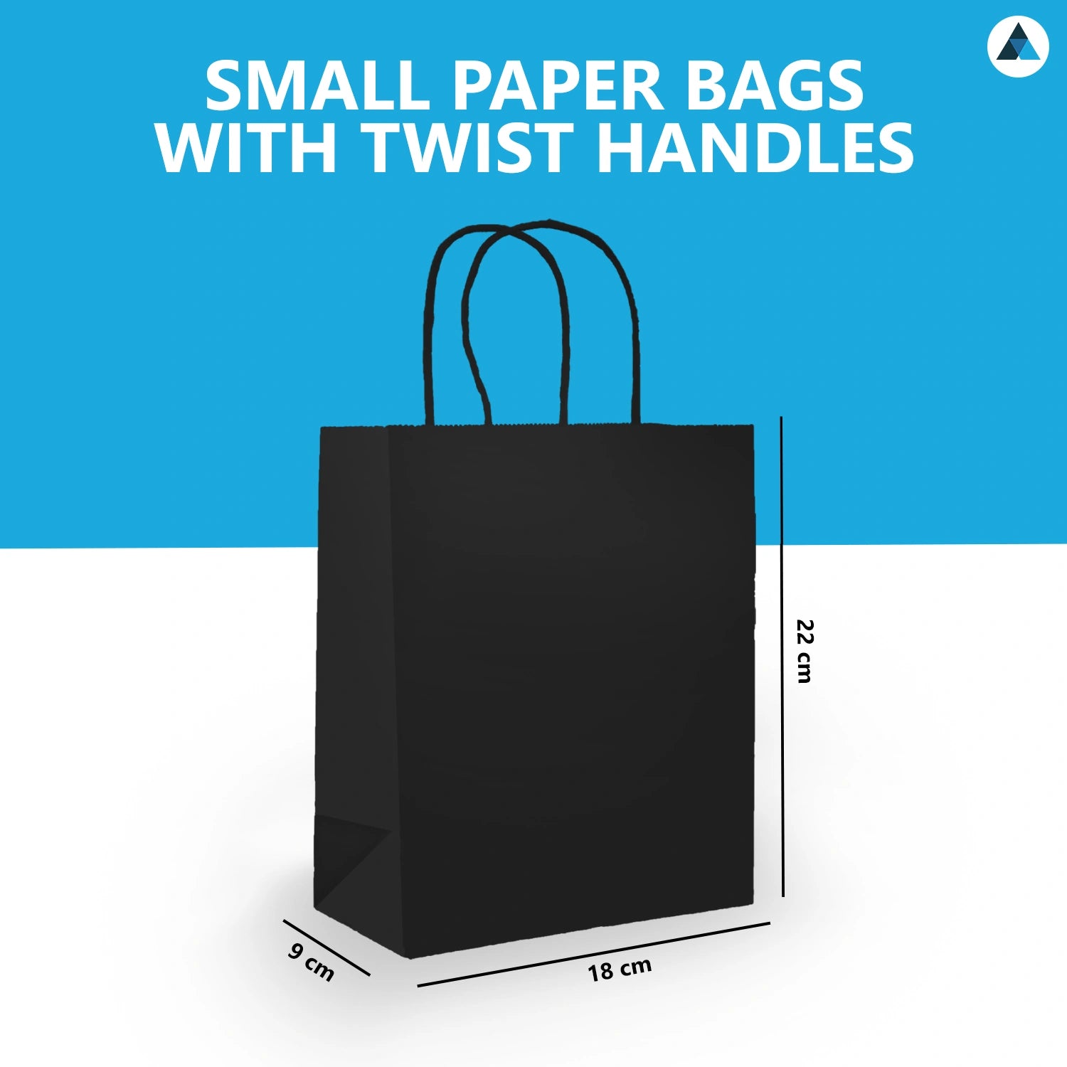 Small Black Paper Gift Bags with Twist Handle Party Bags 18x9x22cm
