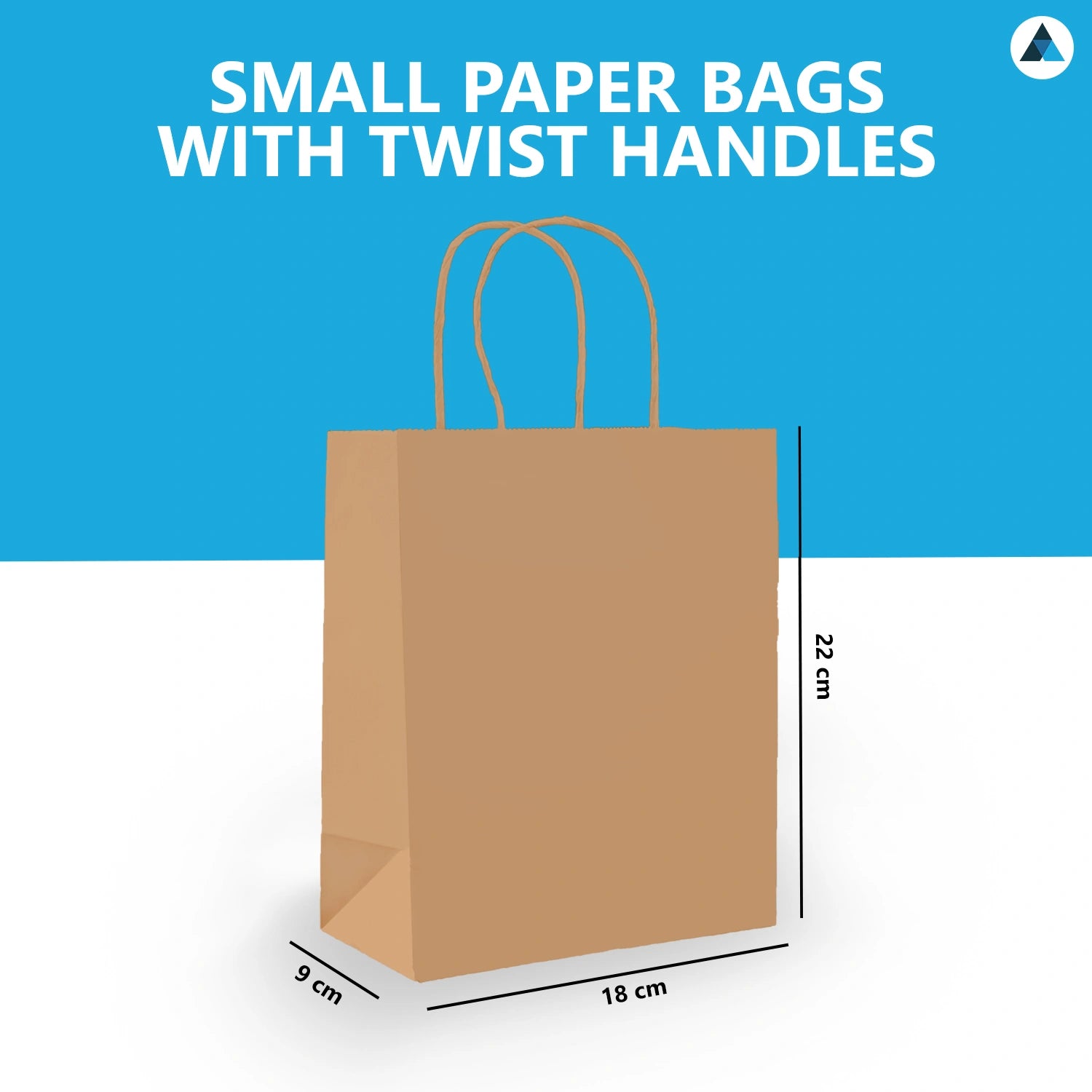 Small Brown Paper Gift Bags with Twist Handle Party Bags 18x9x22cm
