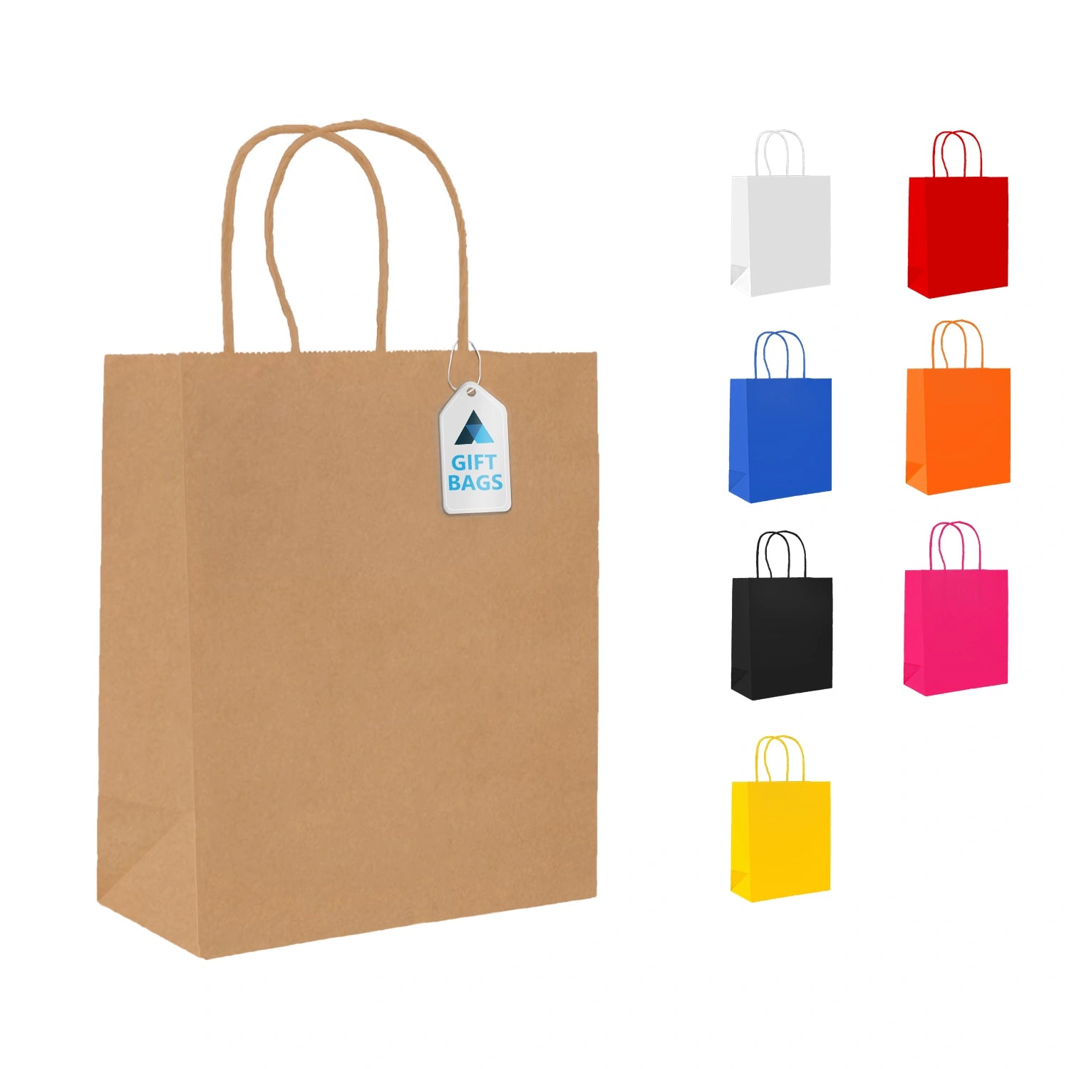 Small Brown Paper Gift Bags with Twist Handle Party Bags 18x9x22cm