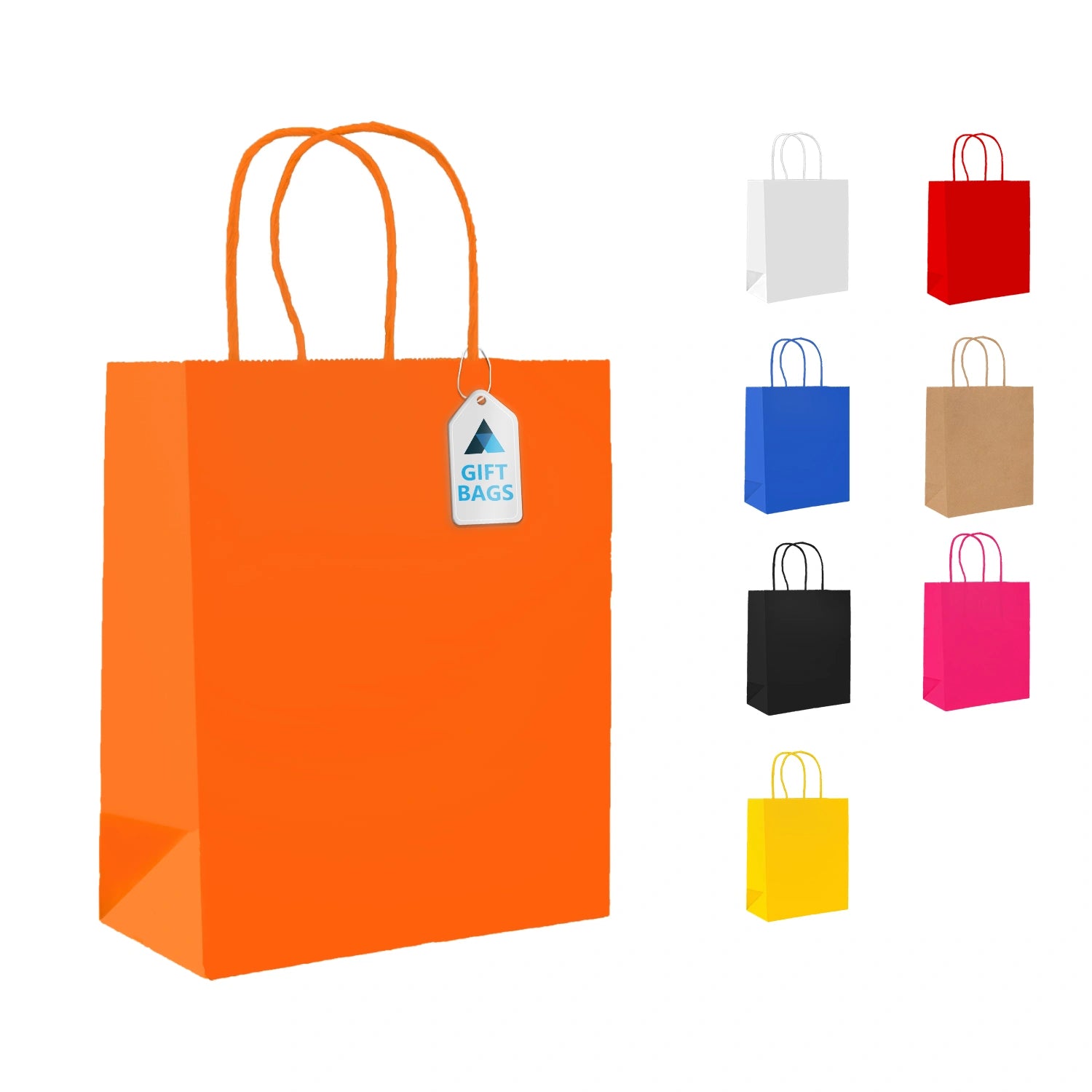 Small Orange Paper Gift Bags with Twist Handle Party Bags 18x9x22cm