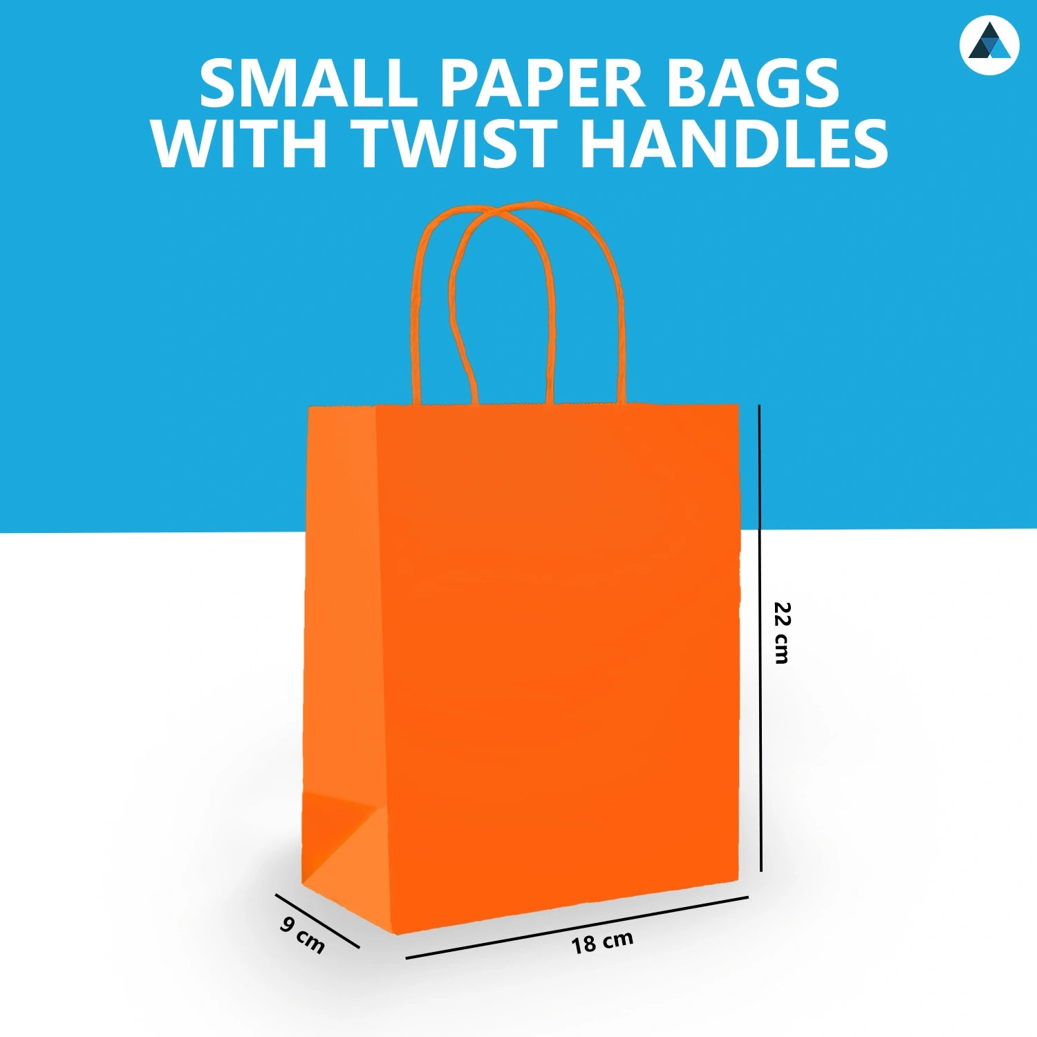 Small Orange Paper Gift Bags with Twist Handle Party Bags 18x9x22cm