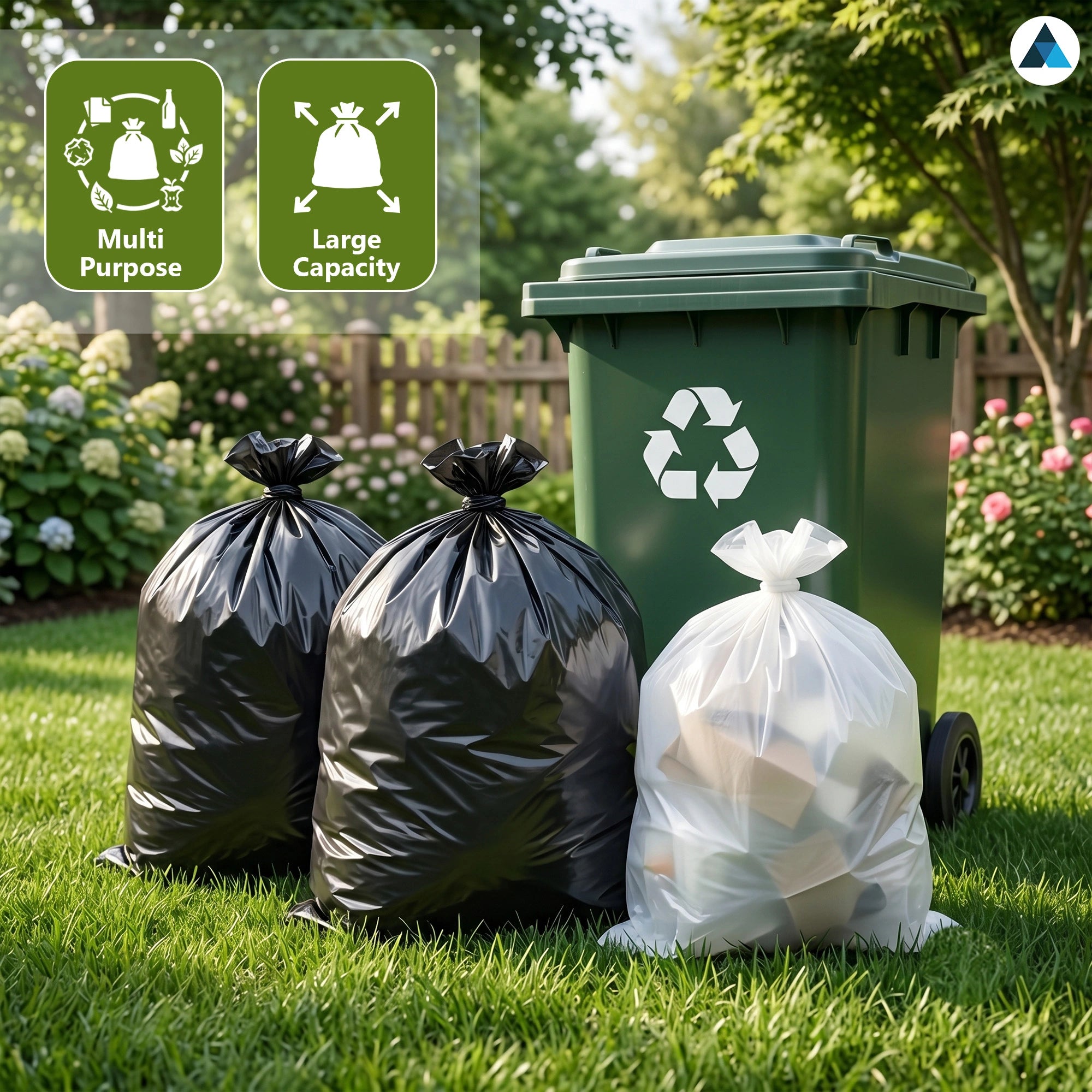 18x29x39 Inches Medium Duty Black & White Bin Bags (Pack of 200)