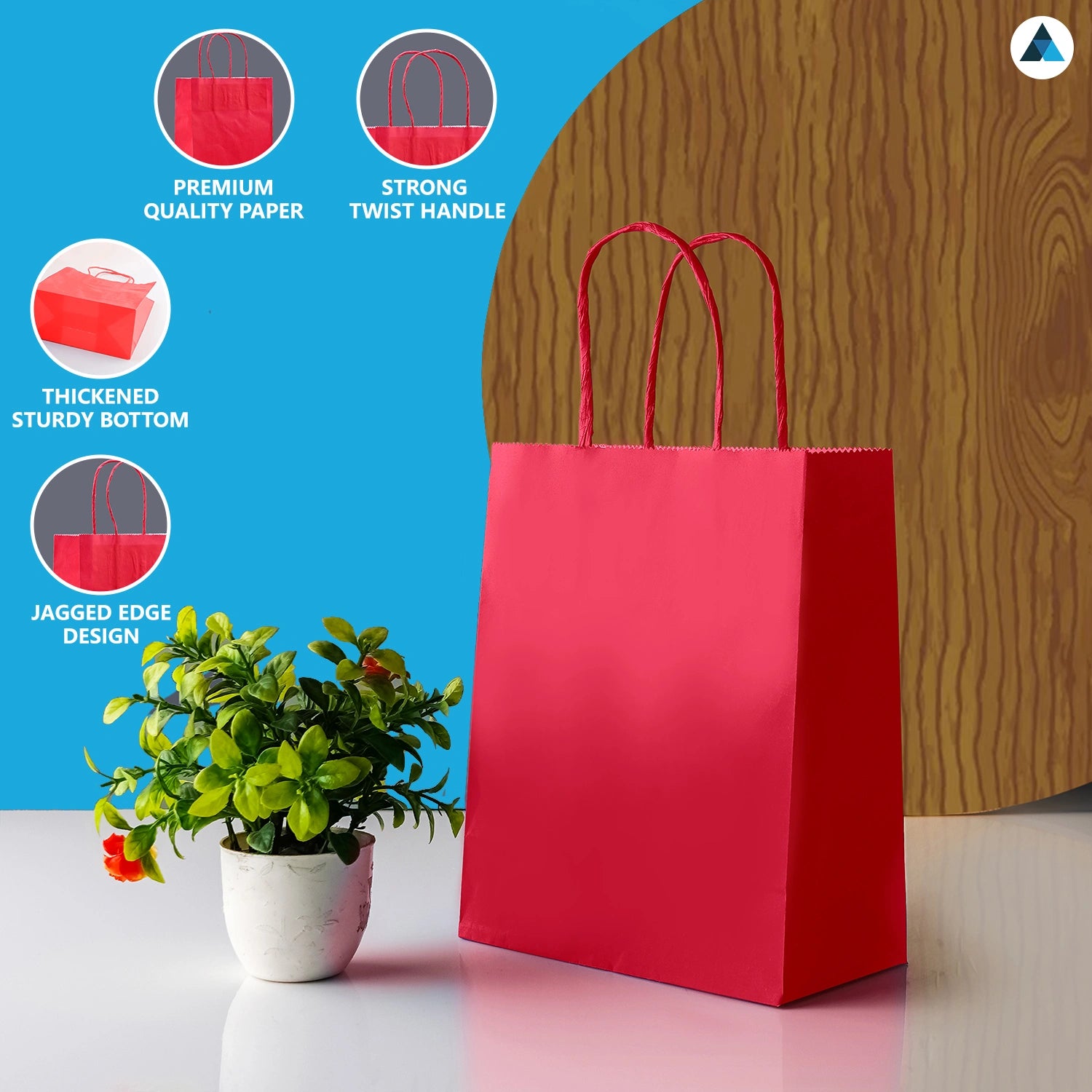 Small Pink Paper Gift Bags with Twiste Handle Party Bags 18x9x22cm