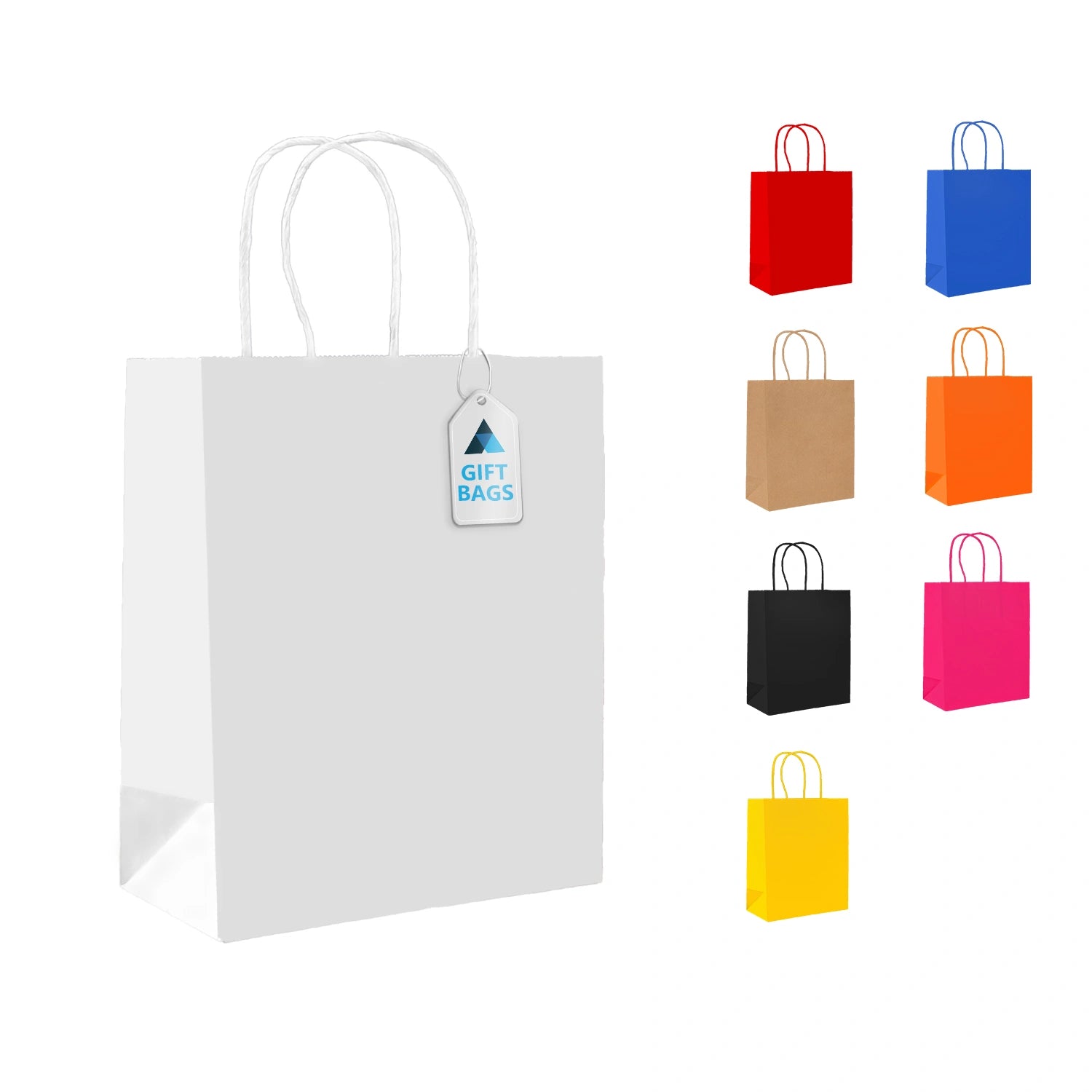 Small White Paper Gift Bags with Twist Handle Party Bags 18x9x22cm