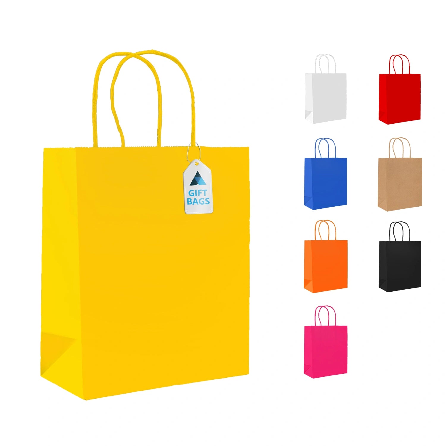 Small Yellow Paper Gift Bags with Twist Handle Party Bags 18x9x22cm