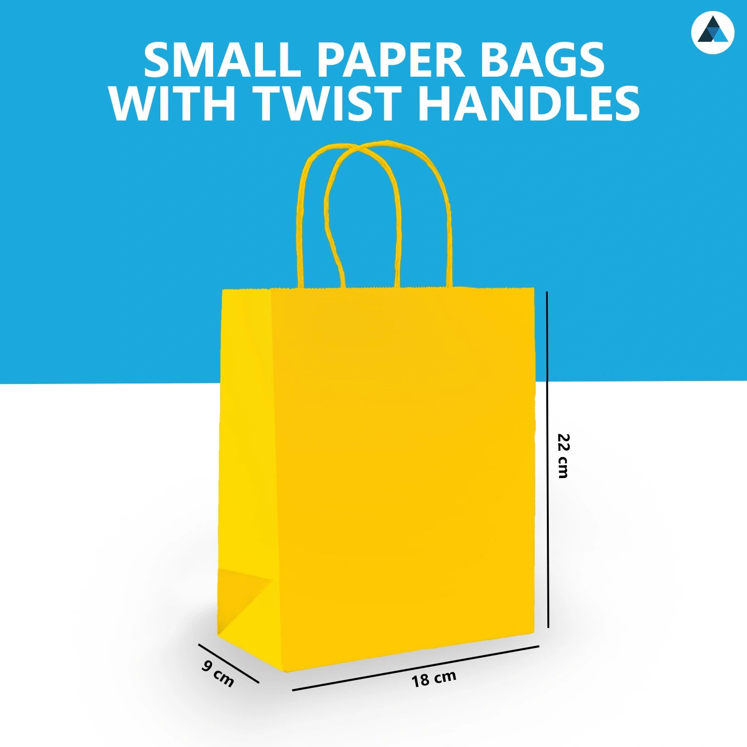 Small Yellow Paper Gift Bags with Twist Handle Party Bags 18x9x22cm